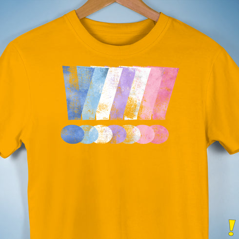 Bigender Pride Grunge Exclamation Points Premium Unisex T-Shirt - Gold